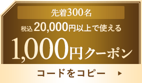 20000円以上で使える1000円クーポン　クーポンコード：CLR1000