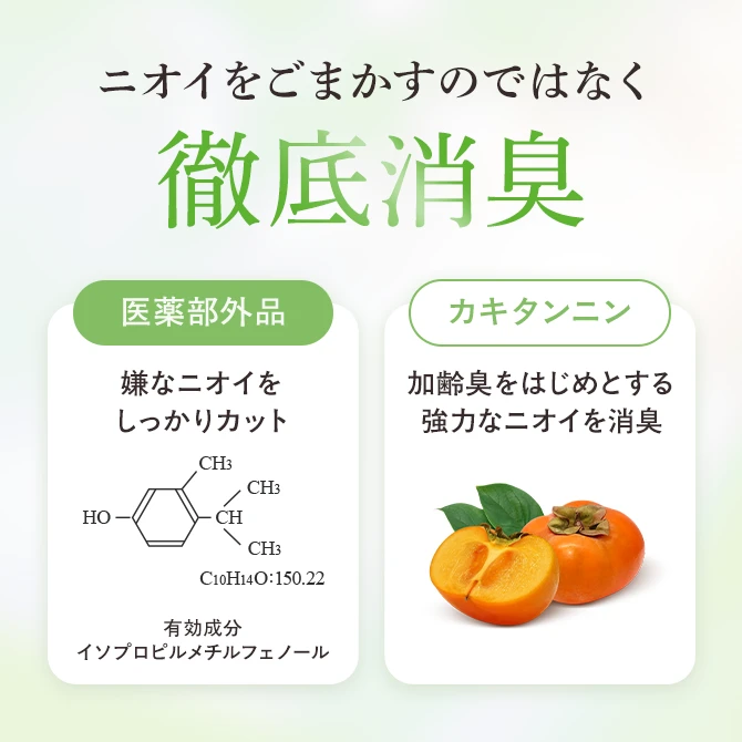 ニオイをごまかすのではなく徹底消臭