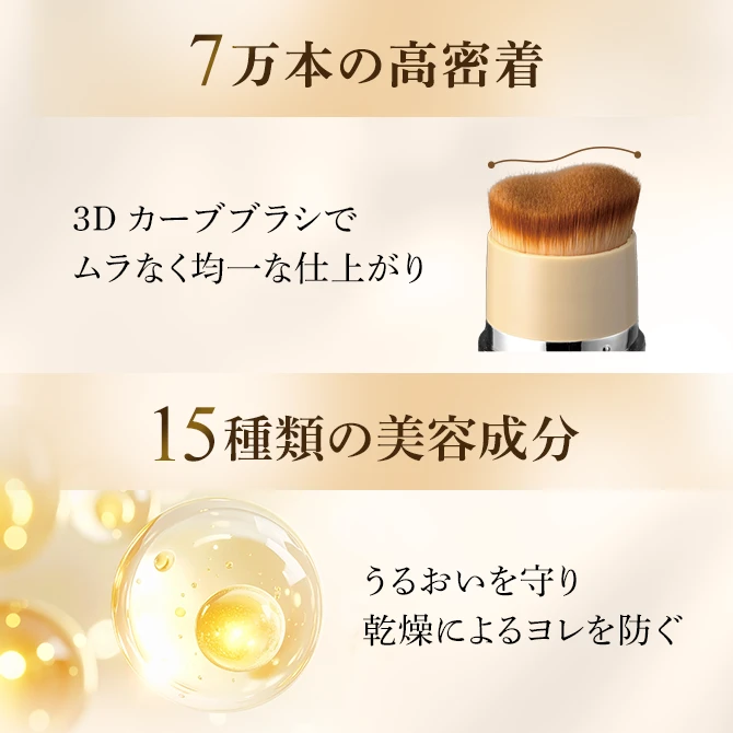 7万本の高密着　15種類の美容成分