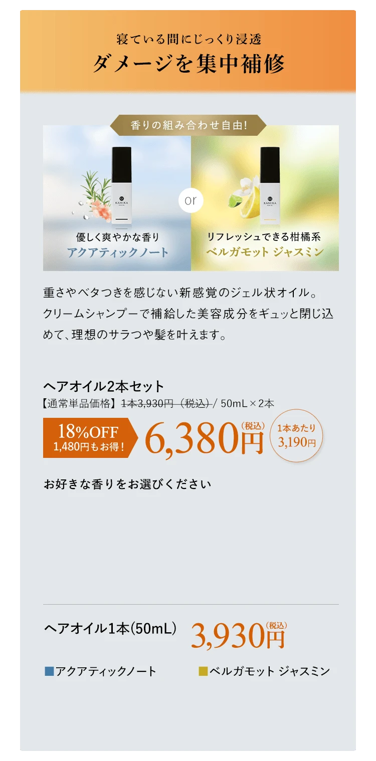 寝ている間にじっくり浸透 ダメージを集中補修 ヘアオイル