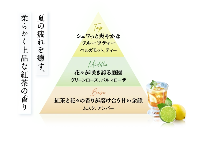 夏の疲れを癒す、柔らかく上品な紅茶の香り