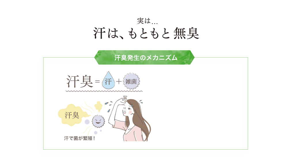 実は・・・汗は、もともと無臭汗臭発生のメカニズム